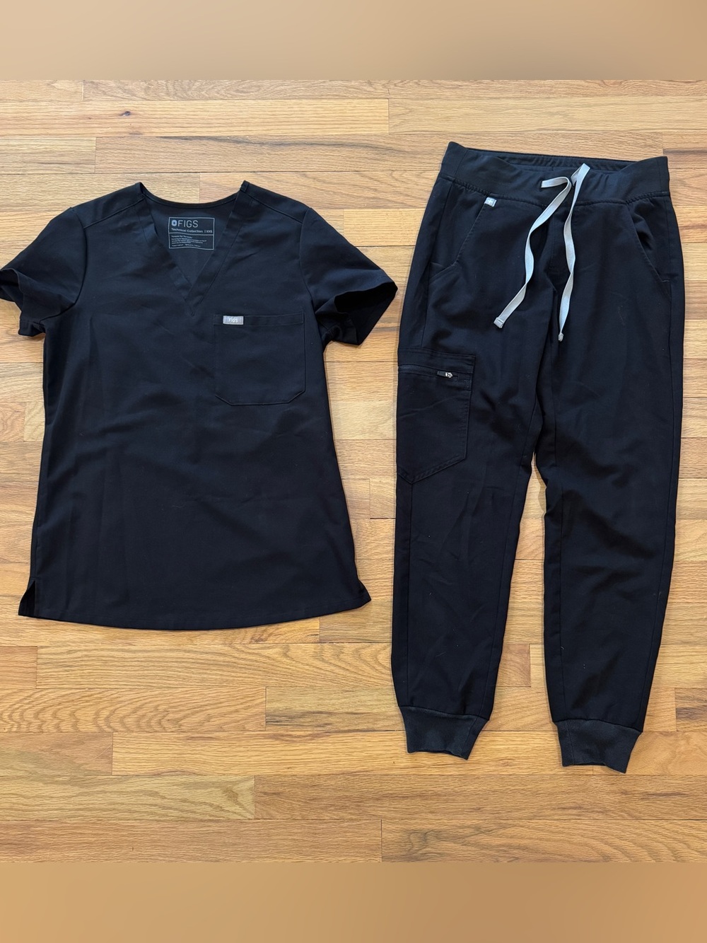Figs Black Jogger Scrubs Set XXS/P